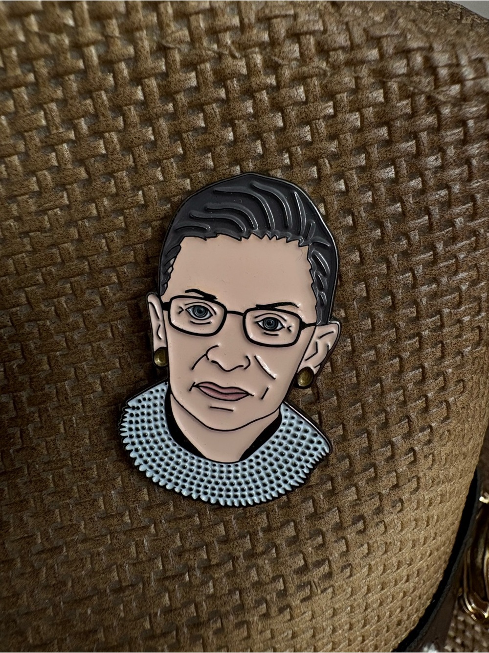 Enamel RBG Portrait Lapel Pin in Black, Cream & Gold
